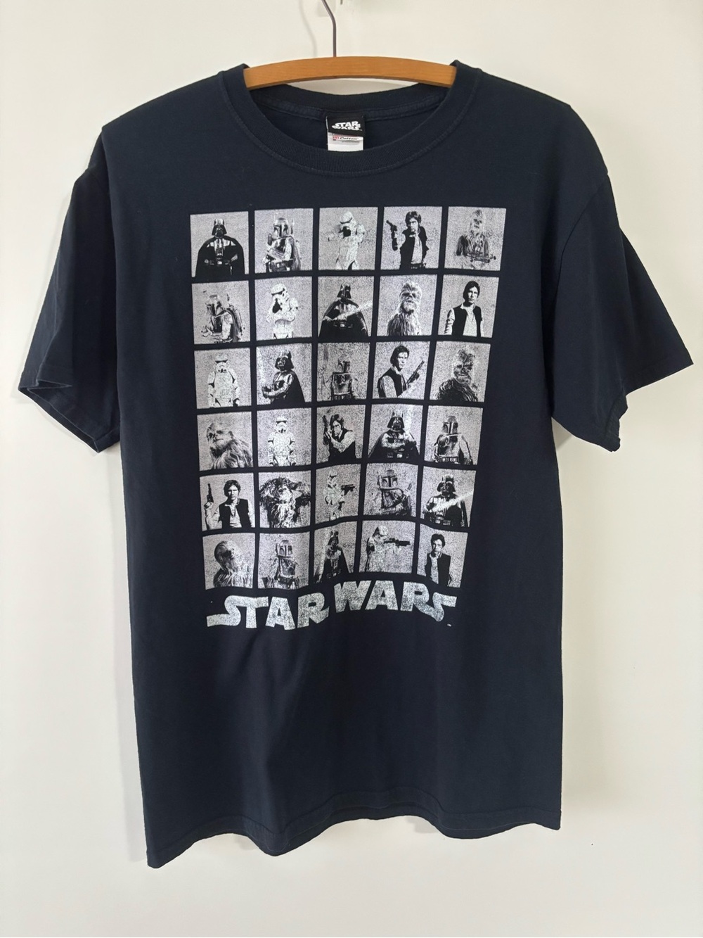 Star Wars Black Tee with Silver Character Grid